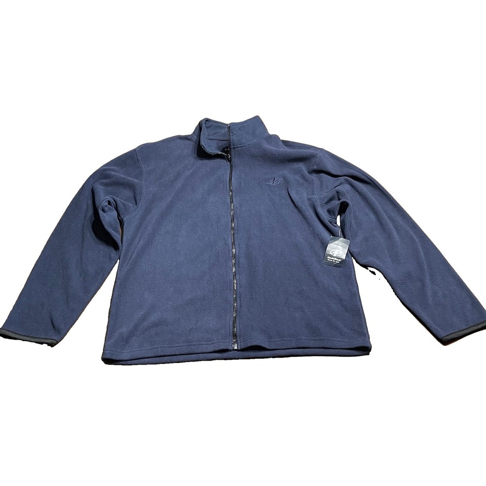 NordicTrack Men's Blue Full Zip Fleece Jacket Stand-Up Collar Embroidered M